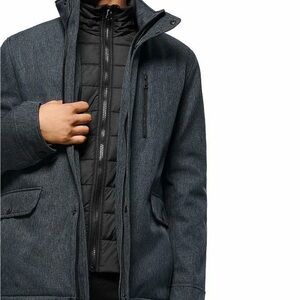 Andrew Marc Dark Gray and Black Puffer Coat